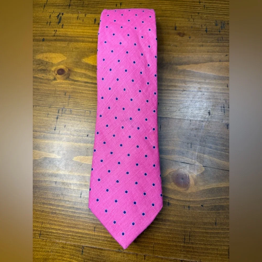 Michelson Heritage Pink‎ Polka Dot/Paisley 100% Linen Men's Tie